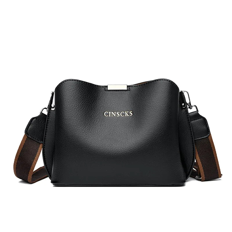 3 Layer Large Capacity Fashion Women's Shoulder Bag High Quality Soft Leather Female Handbag Luxury Designer Girl Crossbody Bags
