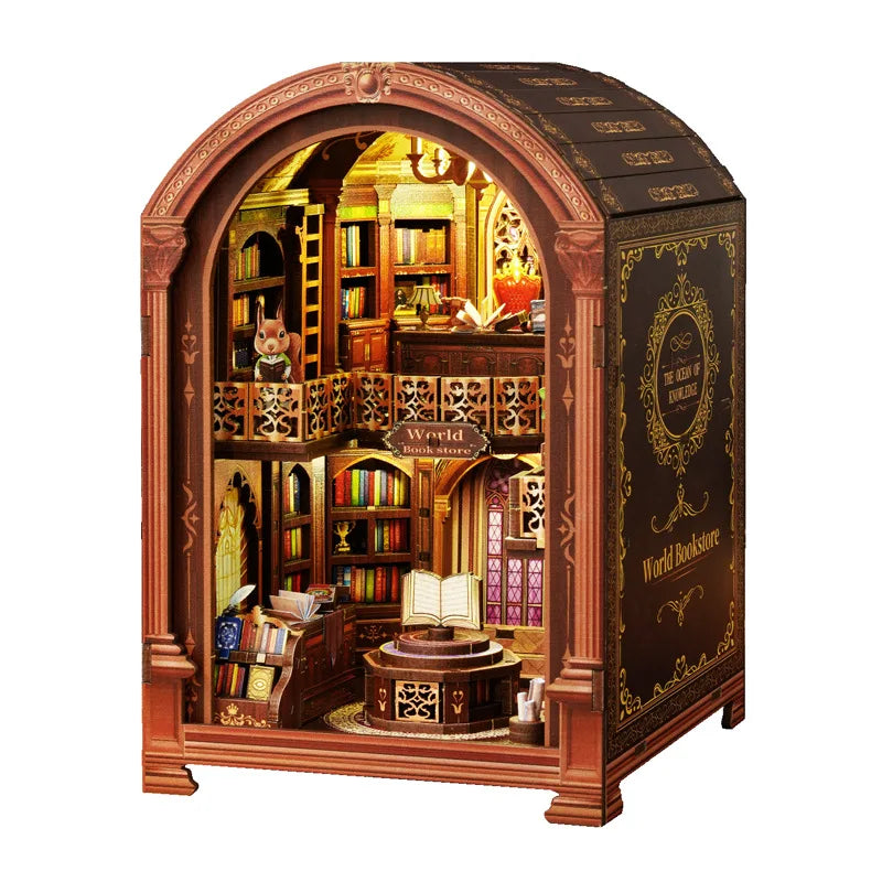 3D DIY Wooden Book Nook - Wanguo Bookstore Model Kit, Creative Handmade Gift for Christmas & Black Friday