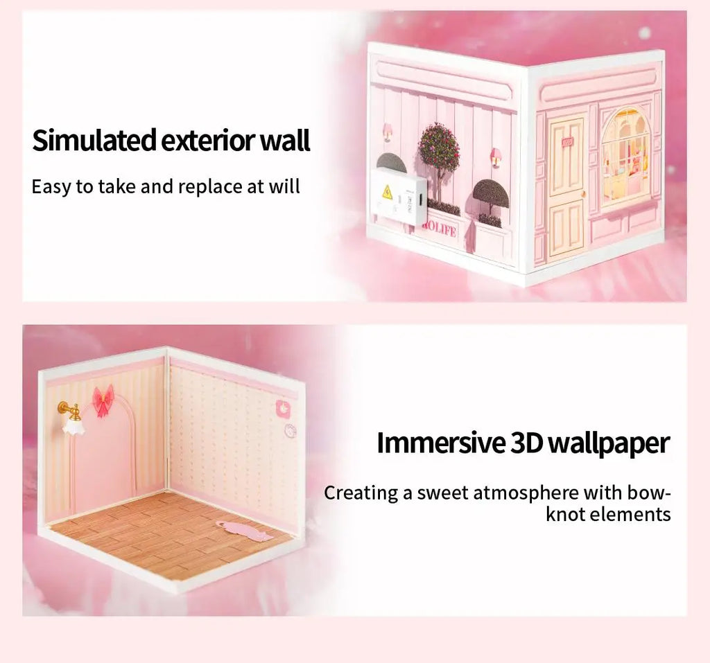 Robotime Rolife 3D Puzzle Model Super Store Series Lovely Pink Bedroom Plastic DIY Miniature House Kit Building Blocks Kits