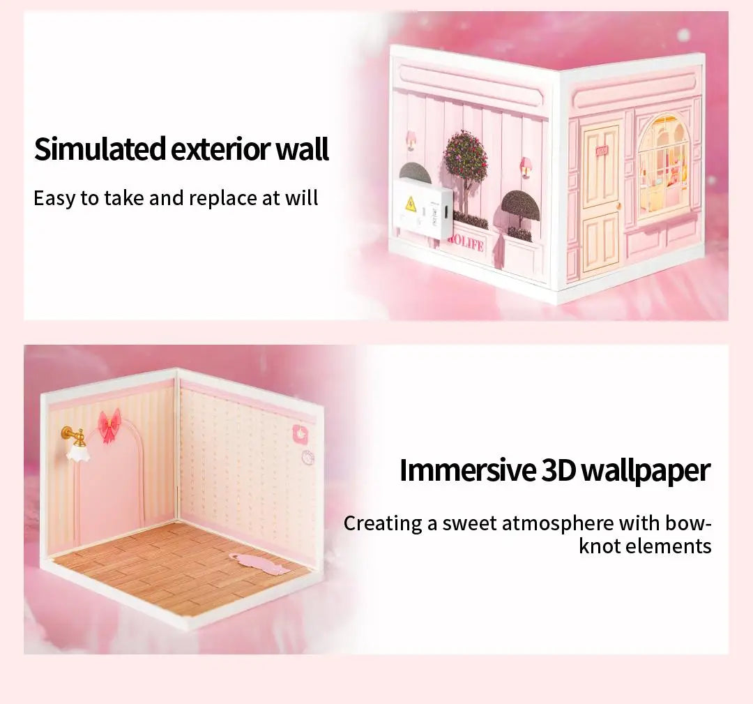 Robotime Rolife 3D Puzzle Model Super Store Series Lovely Pink Bedroom Plastic DIY Miniature House Kit Building Blocks Kits