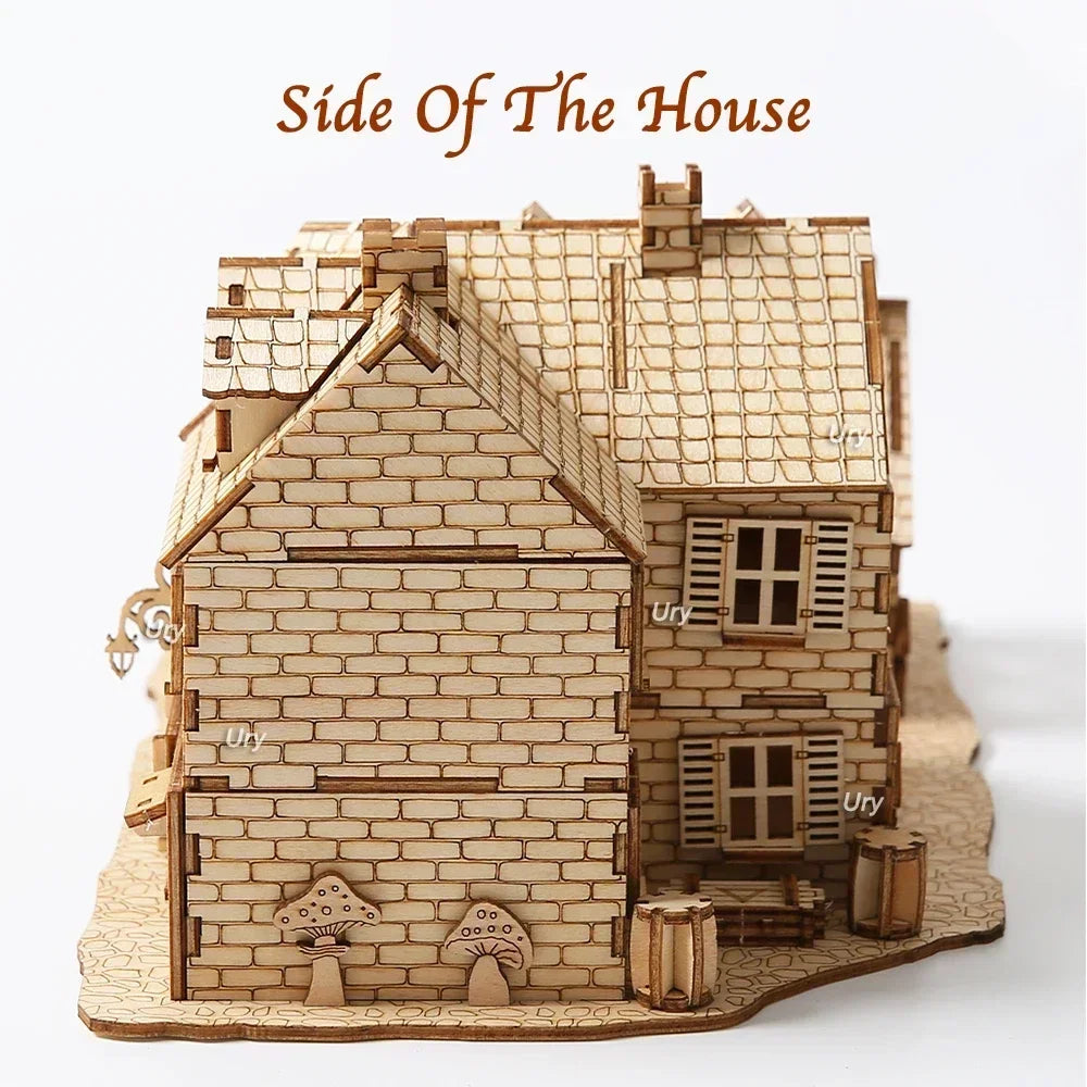 3D Wooden Puzzle WW2 War City Postwar Handmade Mechanical Assembly House Model DIY Kits Toys Desk Decoration Gifts For Kids