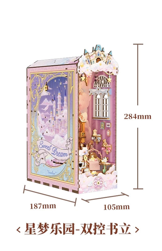 Tonecheer Monster Carnival Bookend Wooden Puzzle Building Blocks Diorama Model Kit 3D Book Nook Dollhouse Decoration Birthday