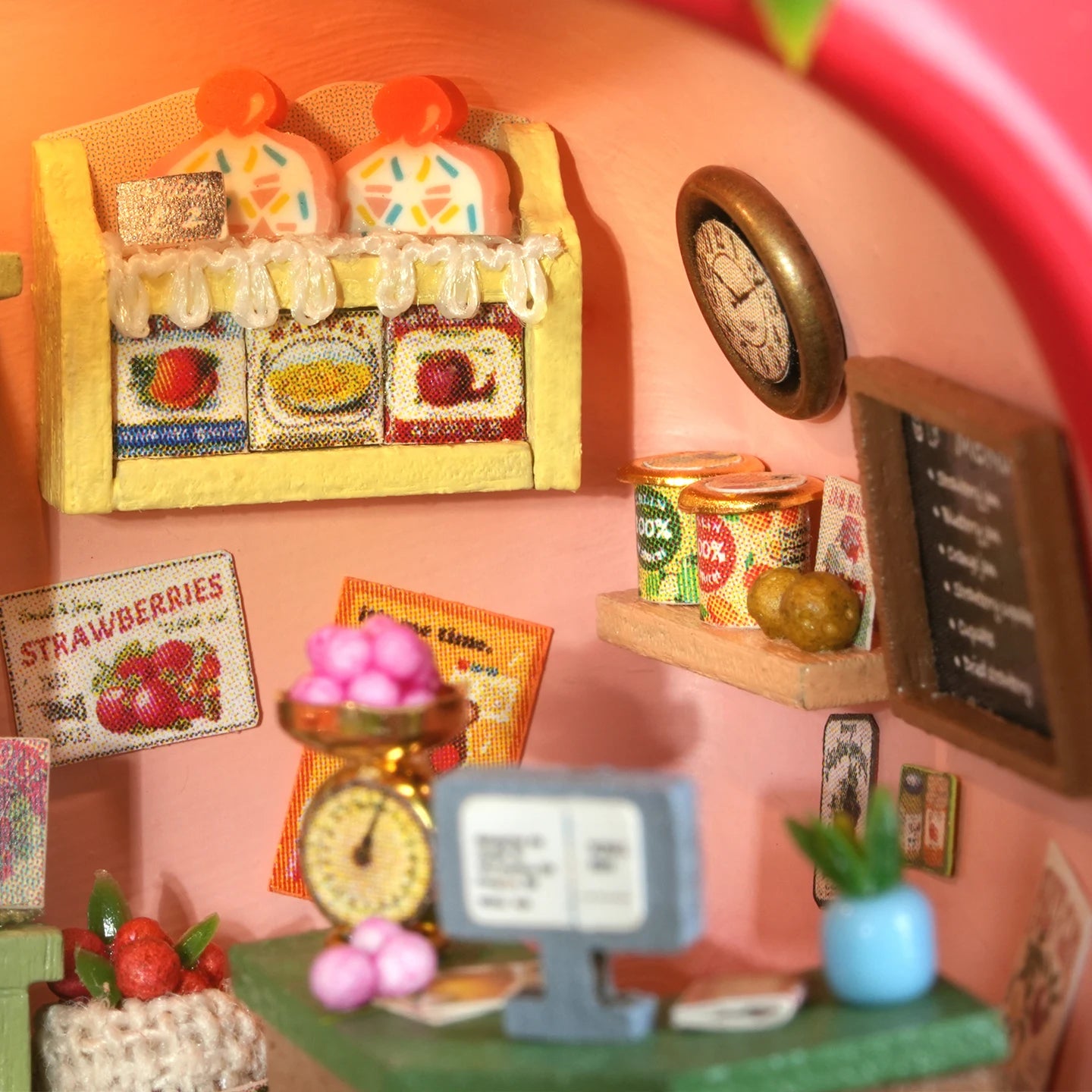 DIY Miniature Scene Fruit Town Bear Berry Shop Wooden Model House - Home Display Collectible Decor Creative Gift