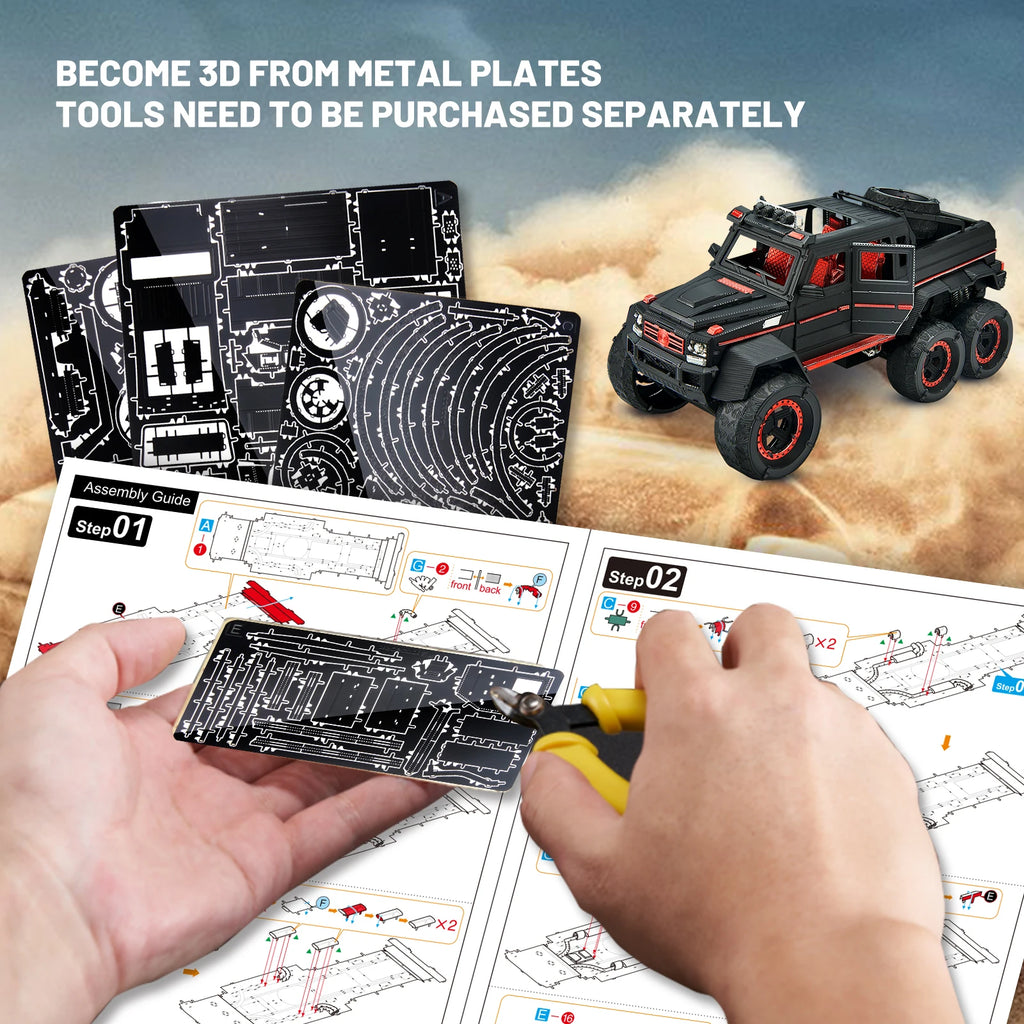 Piececool 3D Metal Puzzles Truck G63 Assembly Model Kits DIY Car Jeep Model for Christmas Gifts