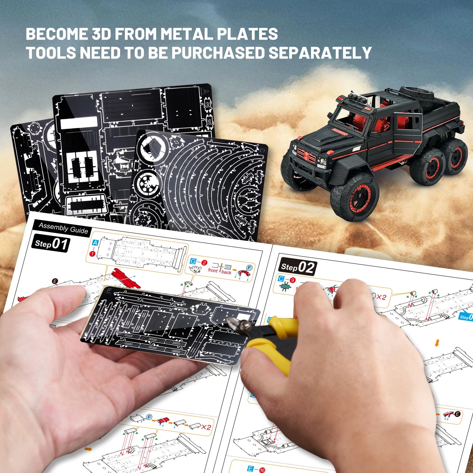 Piececool 3D Metal Puzzles Truck G63 Assembly Model Kits DIY Car Jeep Model for Christmas Gifts