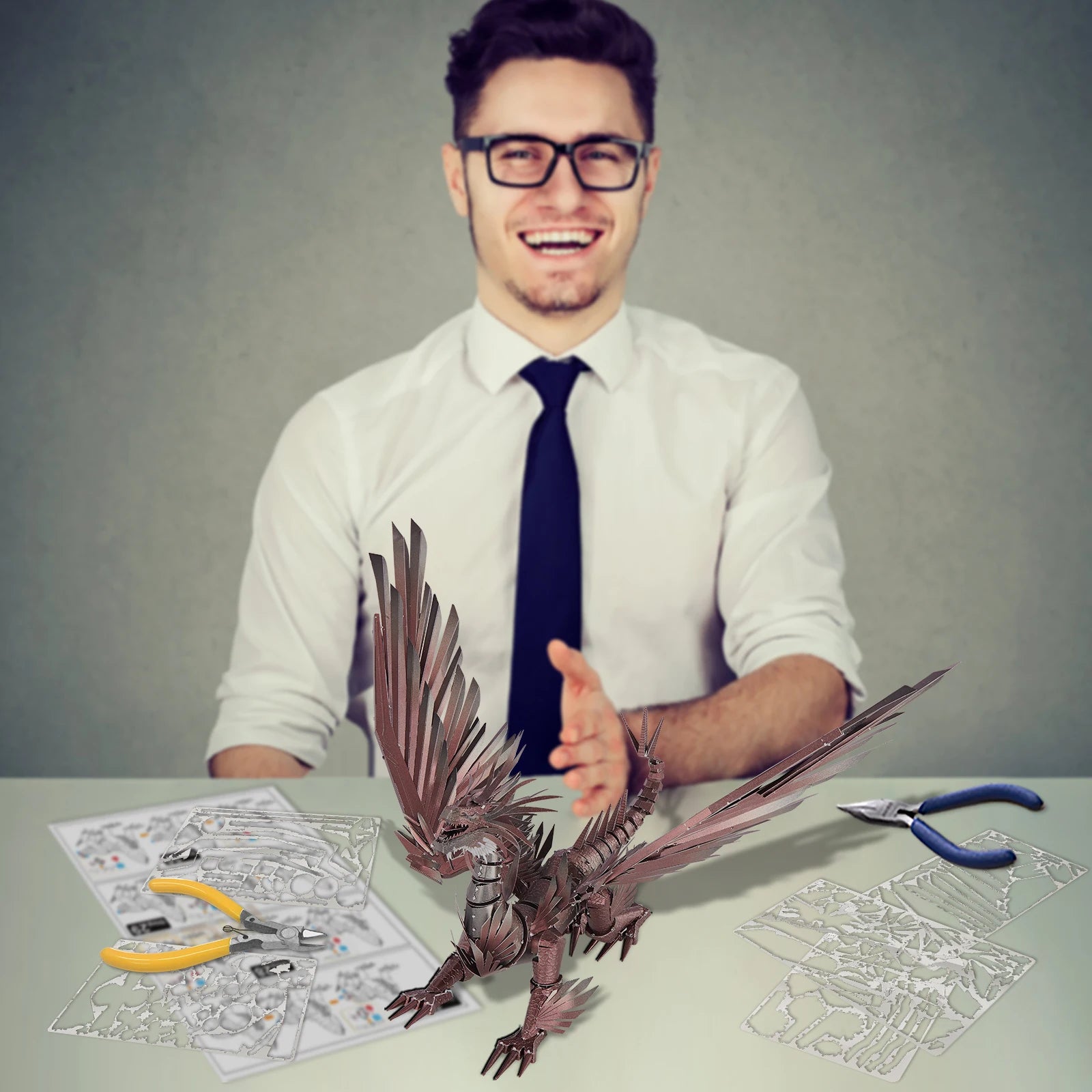 Piececool 3D Metal Puzzles Hellstrom Dragon Jigsaw Model Building Kits for Adult DIY Set Creative Toys for Brain Teaser