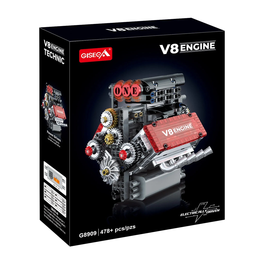 478PCS V8 Engine Building Blocks Set Electric Lifelike Desktop Model Education Toy for Children And Adults Gift