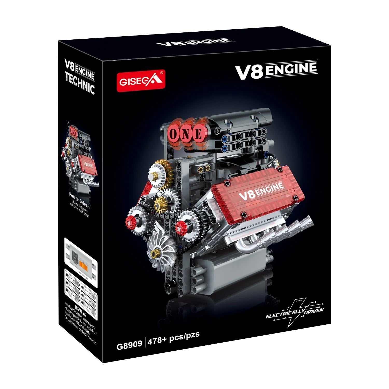 478PCS V8 Engine Building Blocks Set Electric Lifelike Desktop Model Education Toy for Children And Adults Gift