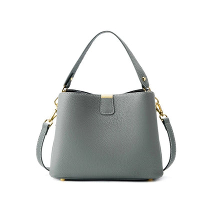 Burminsa Cowhide Genuine Leather Bucket Crossbody Shoulder Bags For Women 2025 Luxury Designer Top Handle Work Ladies Handbags