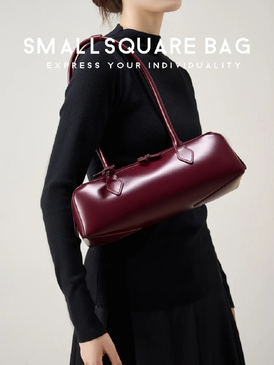 2025 New Genuine Leather Women's Shoulder Bag luxury Cowhide ladies handbag baguette bag female Commuter Shopping Underarm Bag