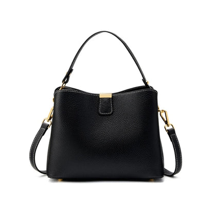 Burminsa Cowhide Genuine Leather Bucket Crossbody Shoulder Bags For Women 2025 Luxury Designer Top Handle Work Ladies Handbags