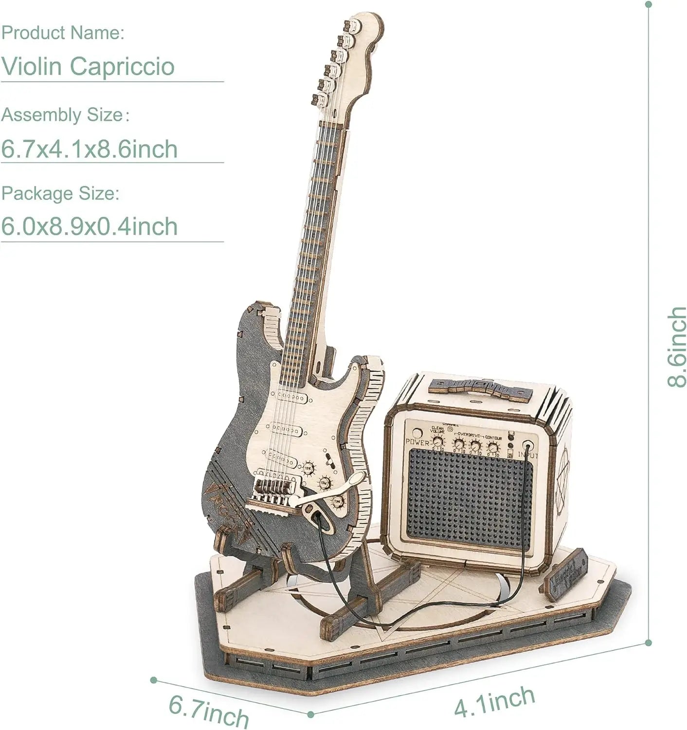 Robotime Electric Guitar 3D Wooden Puzzle for Kids Adults Assembly Creative Toys Building Block Set for Christmas Gifts