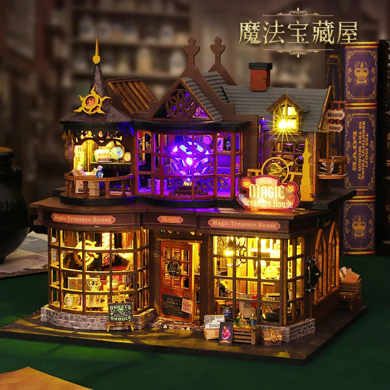 DIY Miniature Magic Treasure House Book Nook - Handcrafted 3D Puzzle, Creative Christmas Halloween Black Friday Gift Idea