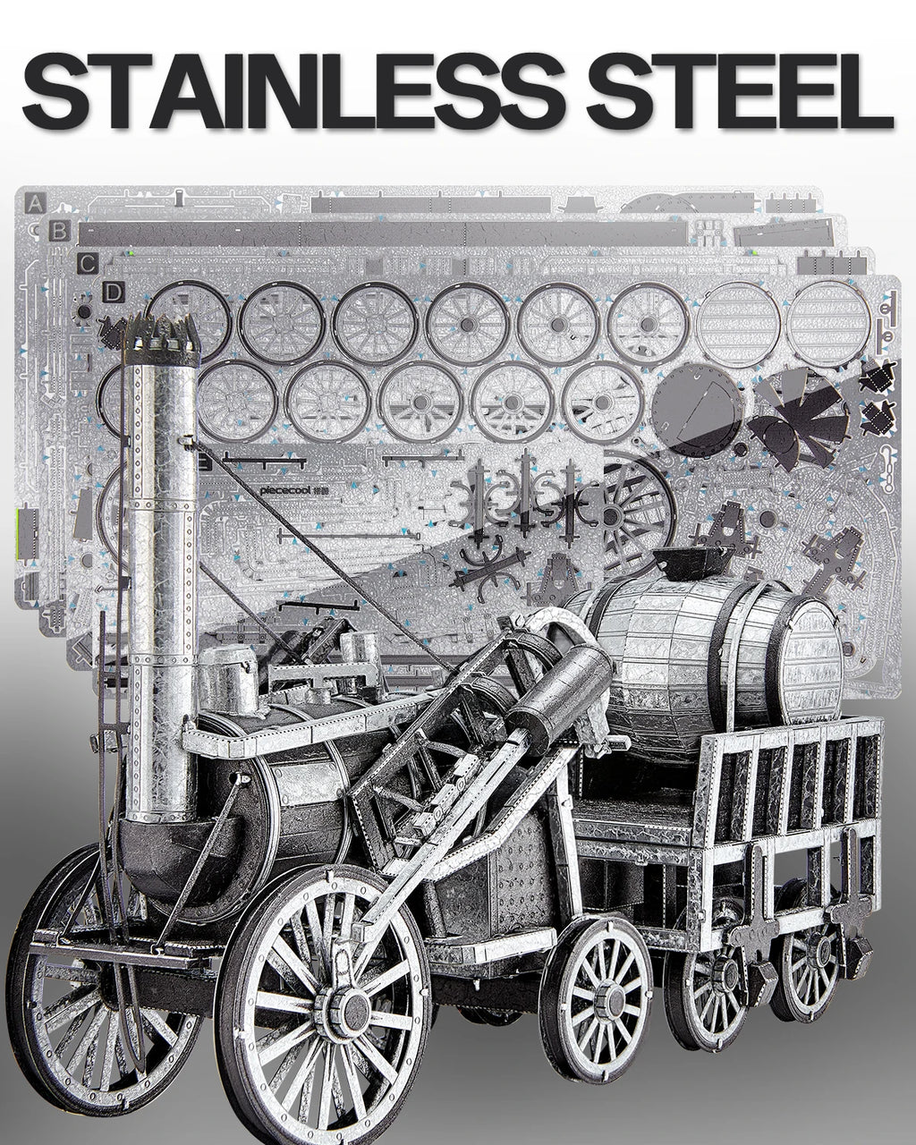 Piececool Metal 3D Puzzles Rocket (Lokomotive) Diy Assembly Metal Model Kits DIY Jigsaw Building Blocks Best Gifts for Adult