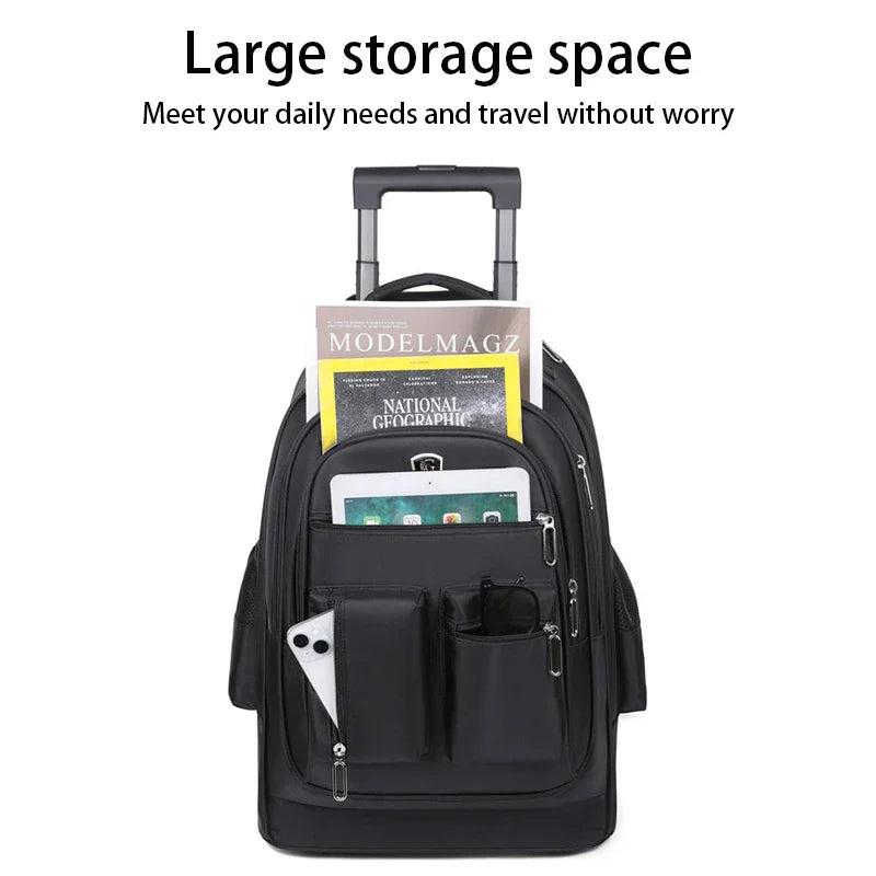 Backpack Large Capacity Mute Wheel Pull Bar Backpack Multifunction Travel Backpack Students Schoolbag Luggage Bag