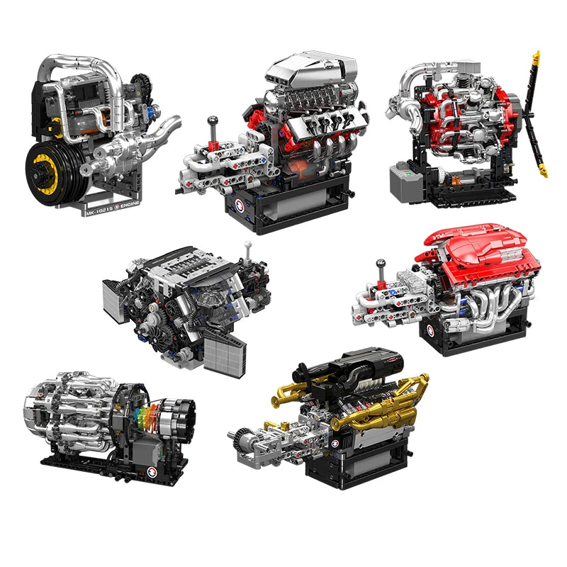 MOULD KING Engine Model Professional Building Blocks Sets V12 V8 W12 Turbojet Radial 739-1214PCS Technical Parts MOC DIY Toy