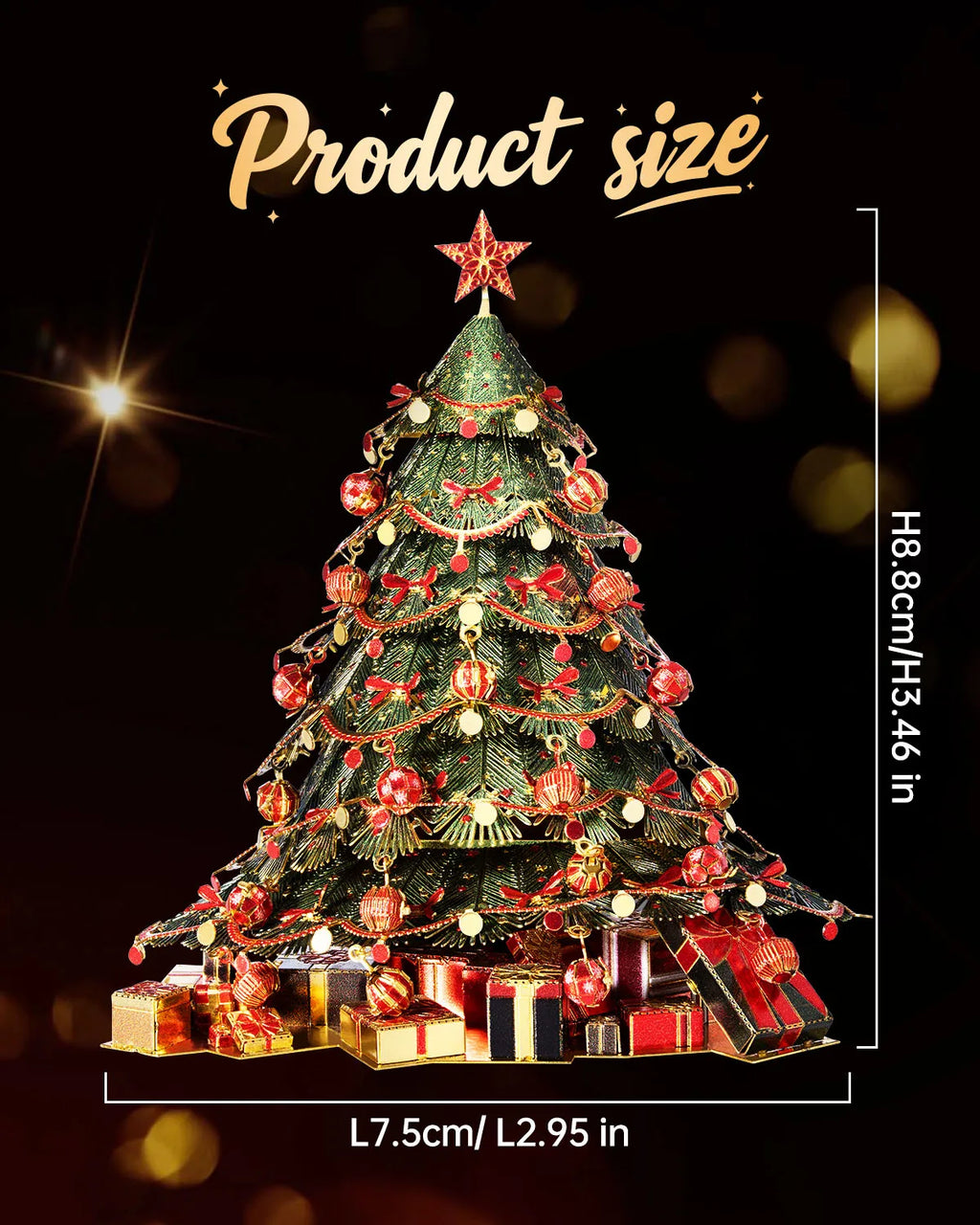 Piececool 3D Metal Model Kits Christmas Tree Fridge Magnet 3D Metal Puzzles Assembly DIY Gifts for Adult Home Decor
