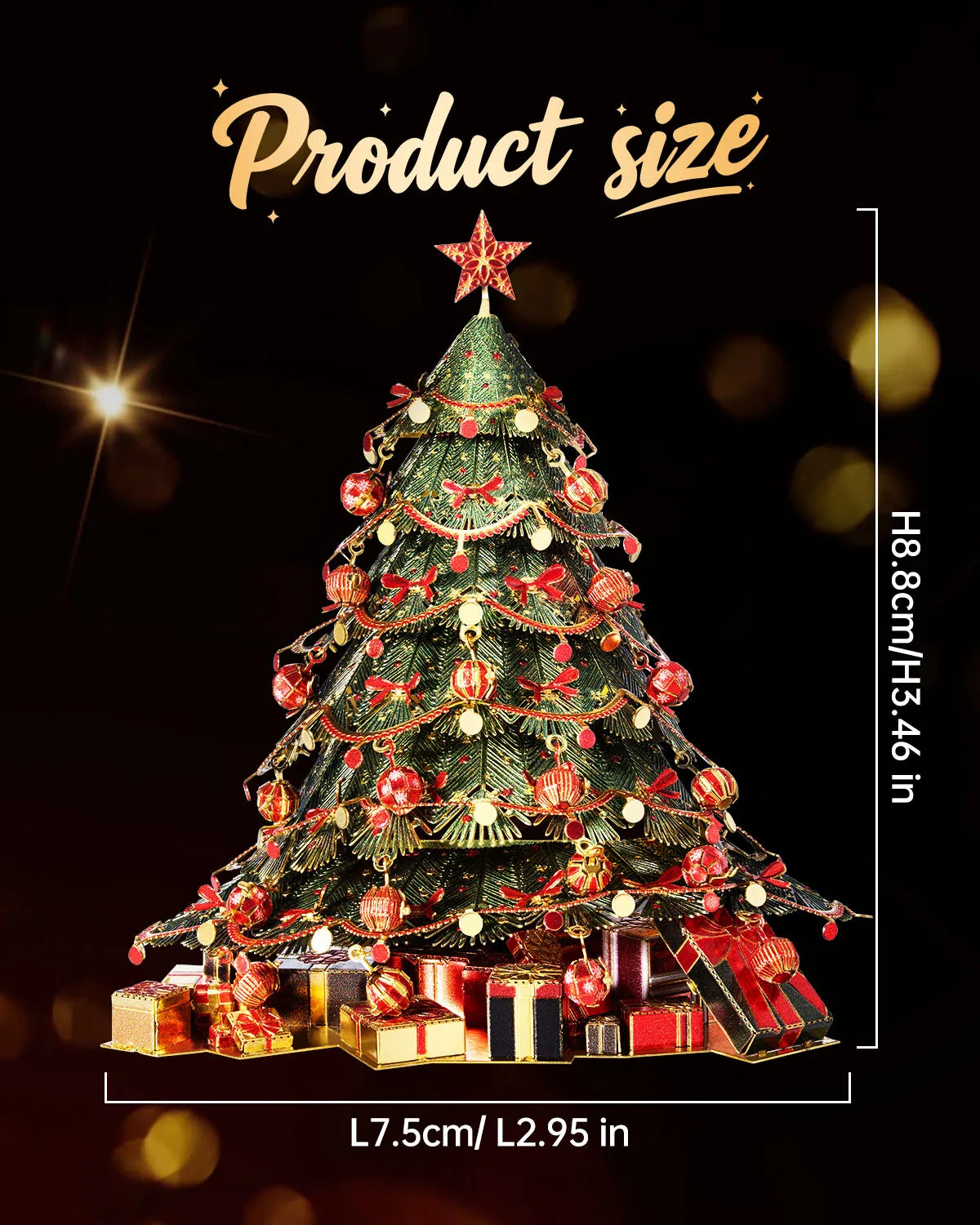 Piececool 3D Metal Model Kits Christmas Tree Fridge Magnet 3D Metal Puzzles Assembly DIY Gifts for Adult Home Decor