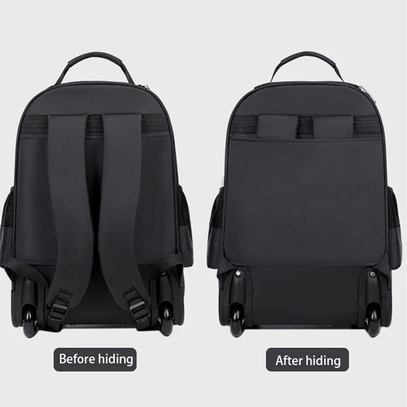 Backpack Large Capacity Mute Wheel Pull Bar Backpack Multifunction Travel Backpack Students Schoolbag Luggage Bag