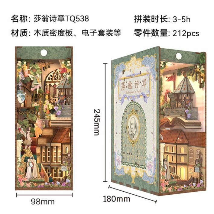 Tonecheer Monet Giverny Garden DIY Book Nook Bookend Diorama Model Kit 3D Wooden Puzzle Dollhouse Decoration Birthday Toys Gifts