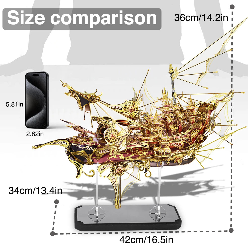 Piececool 3d Metal Puzzles Nine Heavens Boat Ship Model Building Kit DIY Toy Jigsaw for Adult Brain Teaser Creative Gifts 701pcs