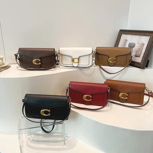 2025 New Women's High-End Pure Color Simple Square Bag Multi-Layer Commuting Single Shoulder Bag Neutral Minimalist Style