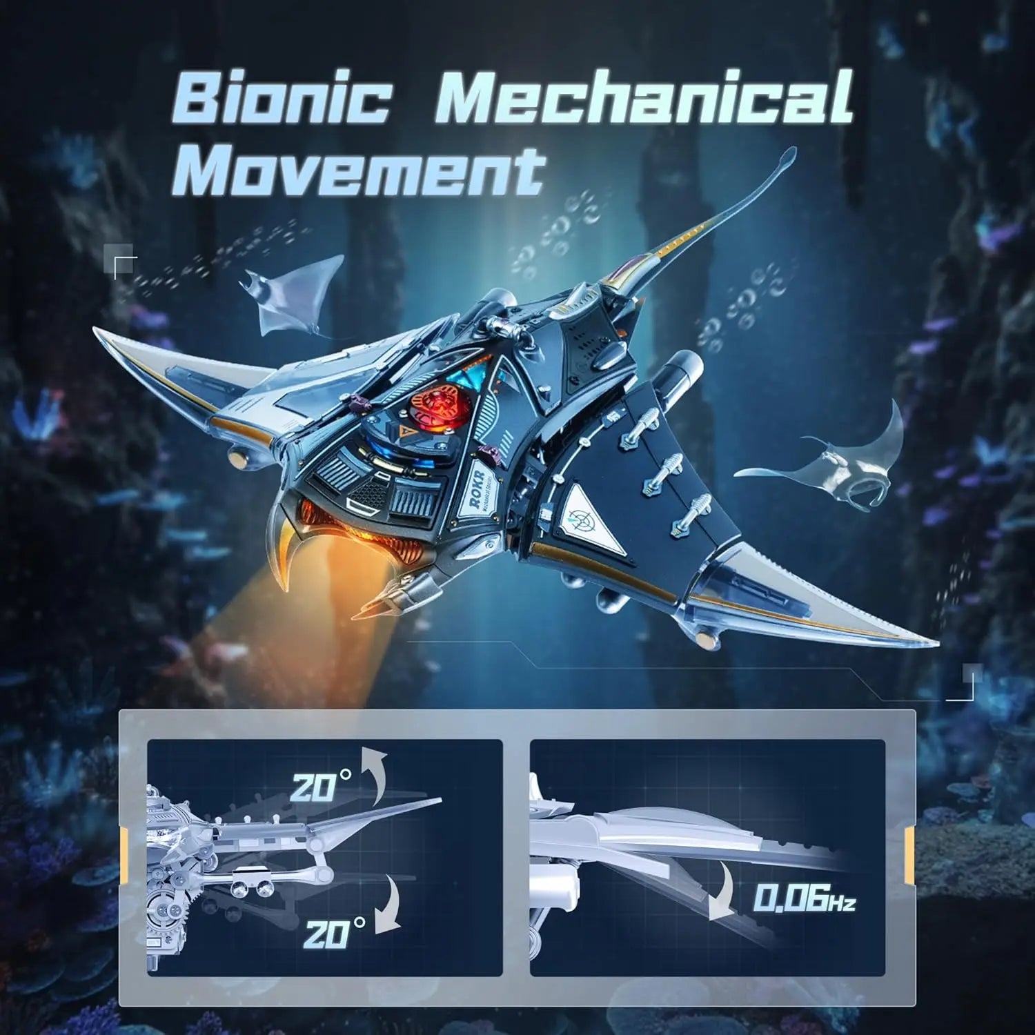 Robotime Rokr Manta Ray Mechanical Plastic Model Kits For Adults to Build 3D Puzzle Decoration Gift Idea For Toy Collectors Men