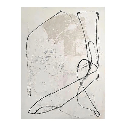 Large Size Handmade Oil Painting On Canvas Minimalism Black white lines Abstract Sofa Background Wall Art Home Hecoration Mural