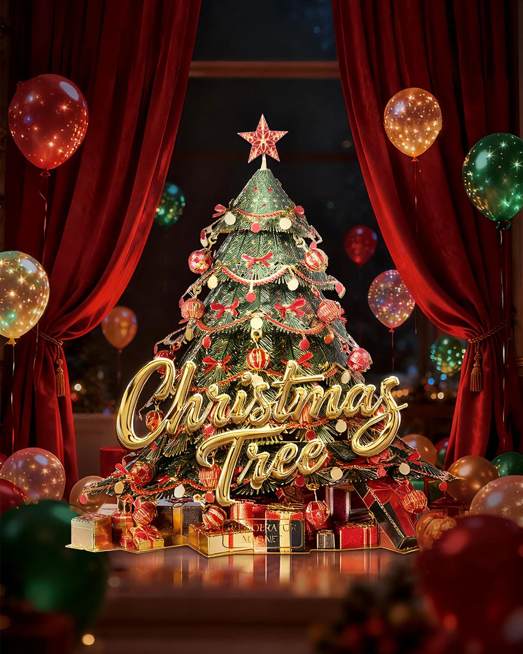 Piececool 3D Metal Model Kits Christmas Tree Fridge Magnet 3D Metal Puzzles Assembly DIY Gifts for Adult Home Decor