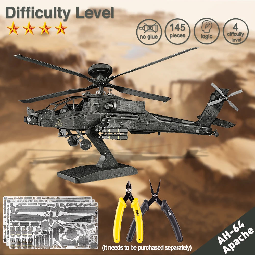 Piececool 3D Puzzles Military Helicopter Airplane Metal Assembly Model Kits Birthday Gifts for Adults Jigsaw Diy Toys Collection