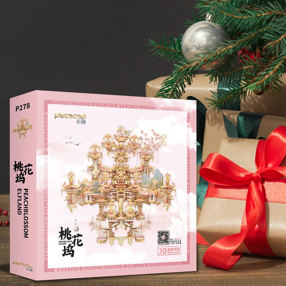 Piececool 3D Metal Puzzles Peachblossom Eifand Model Building Kits Jigsaw DIY Set for Teens Brain Teaser Toys