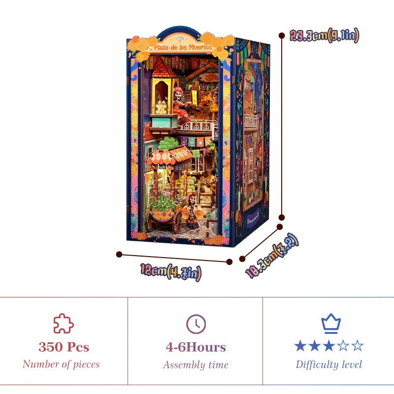 CUTEBEE DIY Miniature House Book Nook Kit - Laser Cut 3D Wooden Puzzle for Adults, Creative Bookshelf Insert & Home Desk Decor