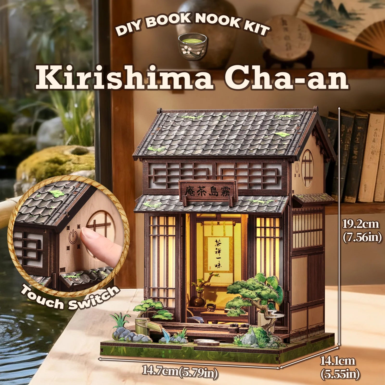 CUTEBEE Wooden Miniature House DIY Book Nook Kit 3D Magic Dollhouse Bookshelf Insert for Home Desk Decorative Display Gift Ideas