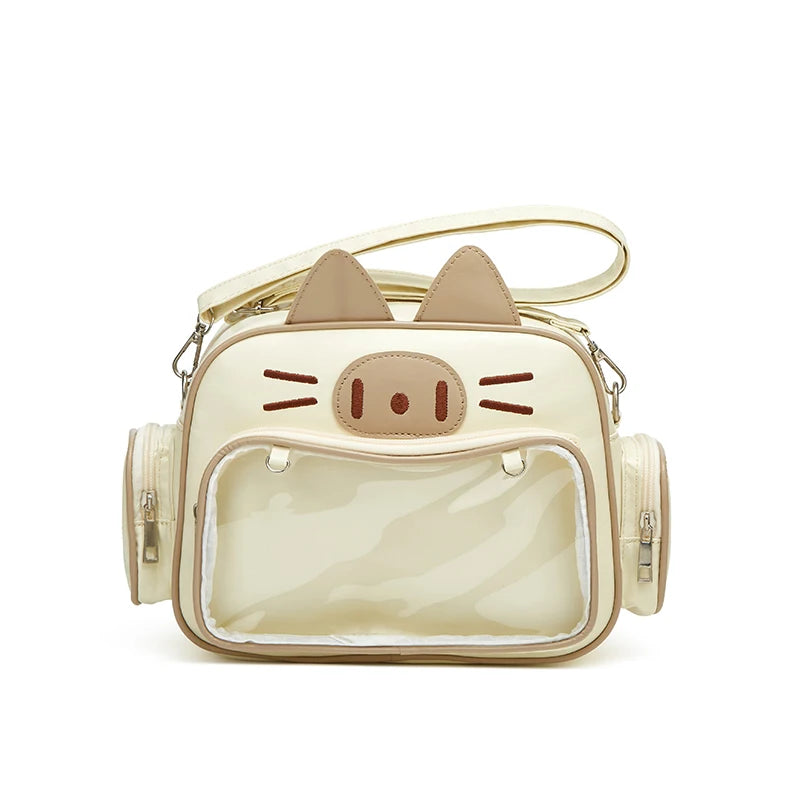 Fashion College Style Female Small Ita Bag Cat Backpacks for Women Leather Casual Lolita Jk Harajuku Shoulder Bag