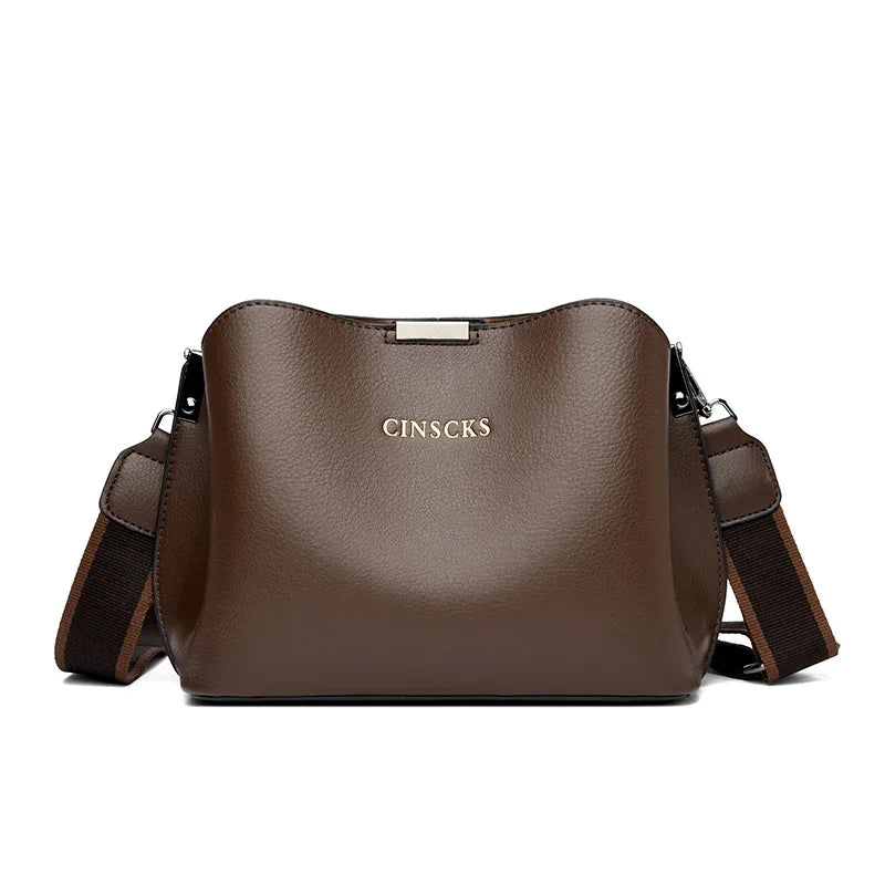 3 Layer Large Capacity Fashion Women's Shoulder Bag High Quality Soft Leather Female Handbag Luxury Designer Girl Crossbody Bags