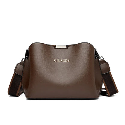 3 Layer Large Capacity Fashion Women's Shoulder Bag High Quality Soft Leather Female Handbag Luxury Designer Girl Crossbody Bags