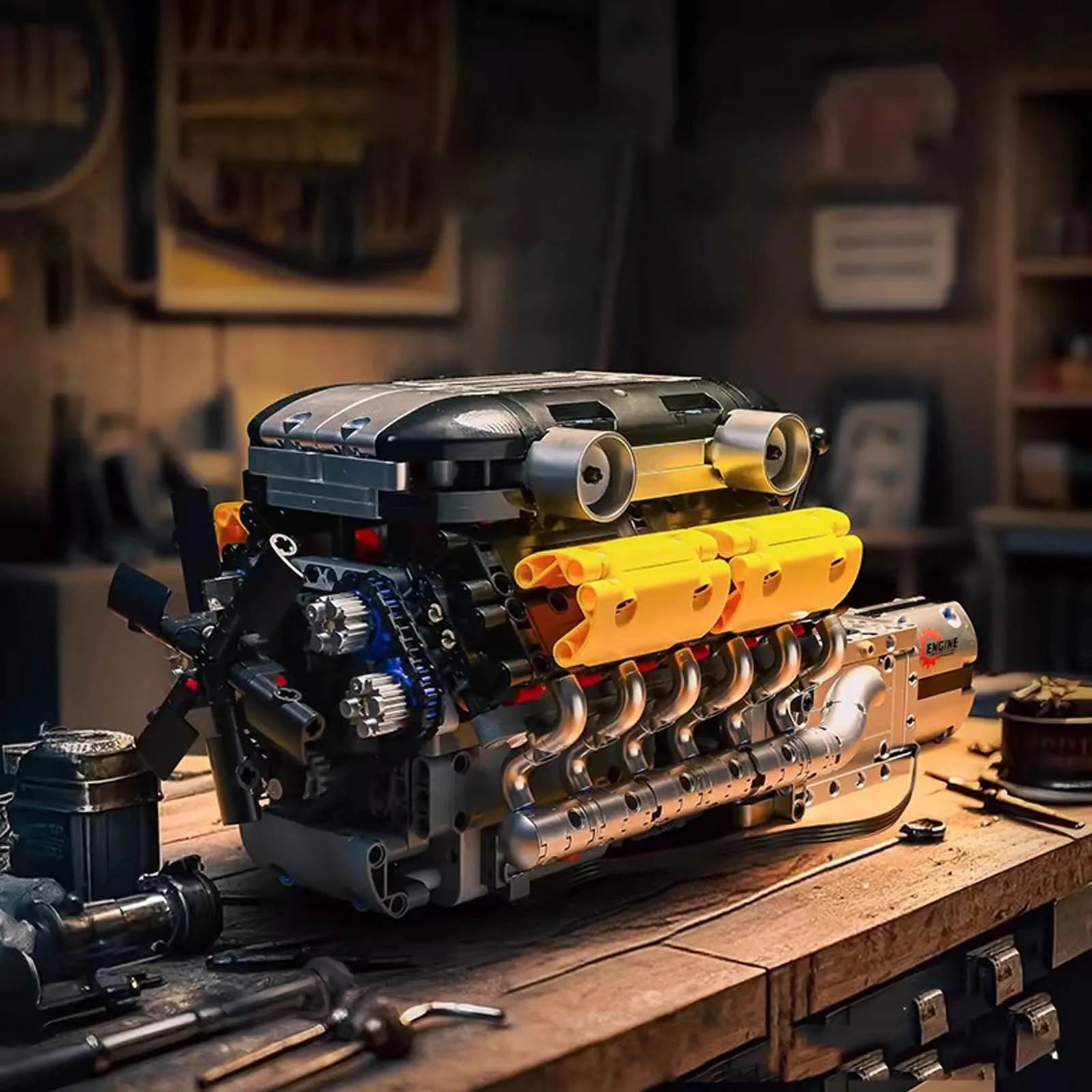 Supercar V12 F1 Champion Car Engine Simulation Model Educational mechanical performance engine building blocks and adult gifts