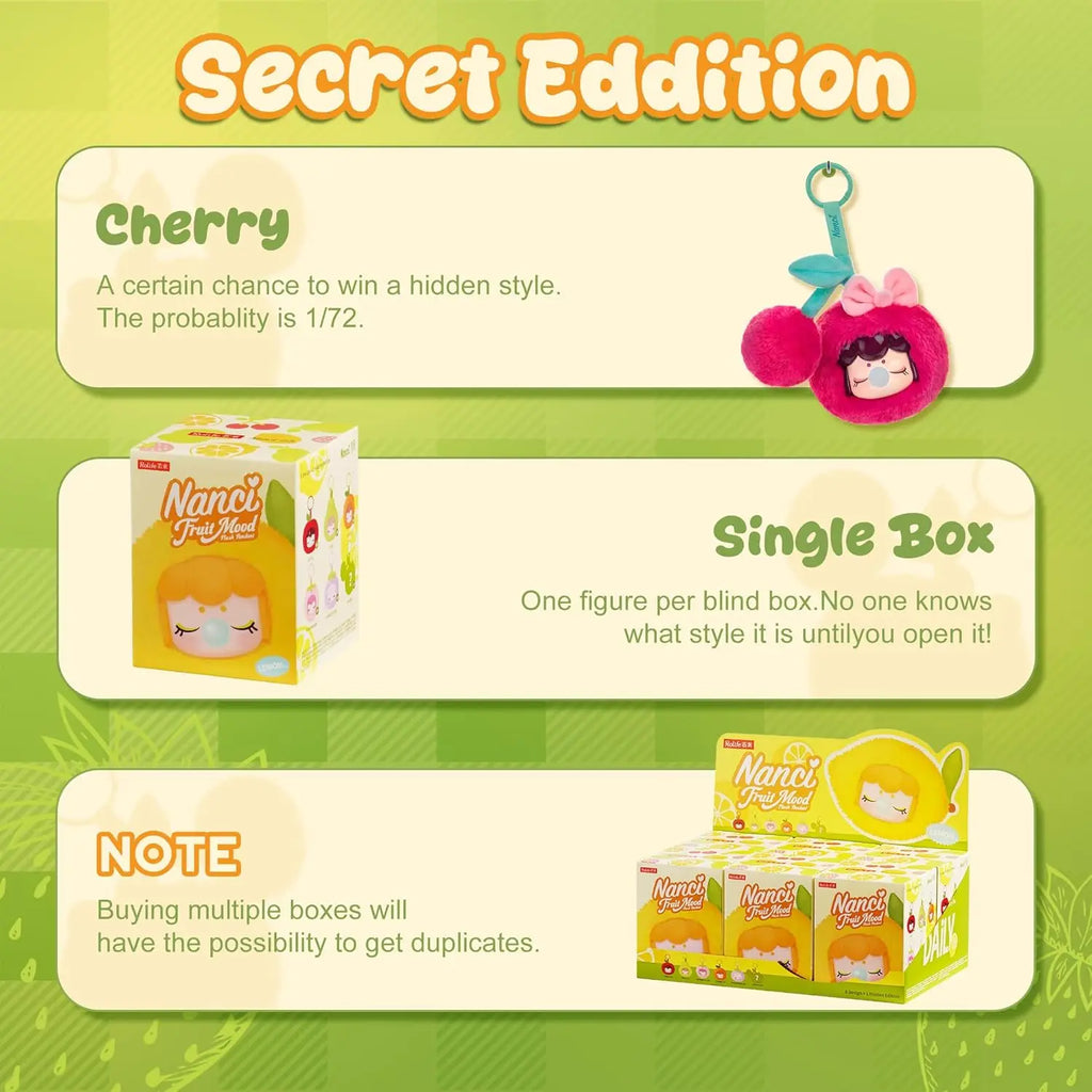 Robotime Rolife Nanci Fruit Mood Plush Blind Box 1 Piece Random Plush Figure Anime Action Figurine Collectible Toy for Collector