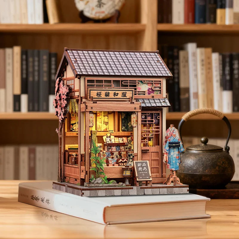 CUTEBEE DIY Miniature House Wooden Booknook Kits 3D Puzzle for Adults Bookshelf Insert Room Decor for Teens Creative Gift