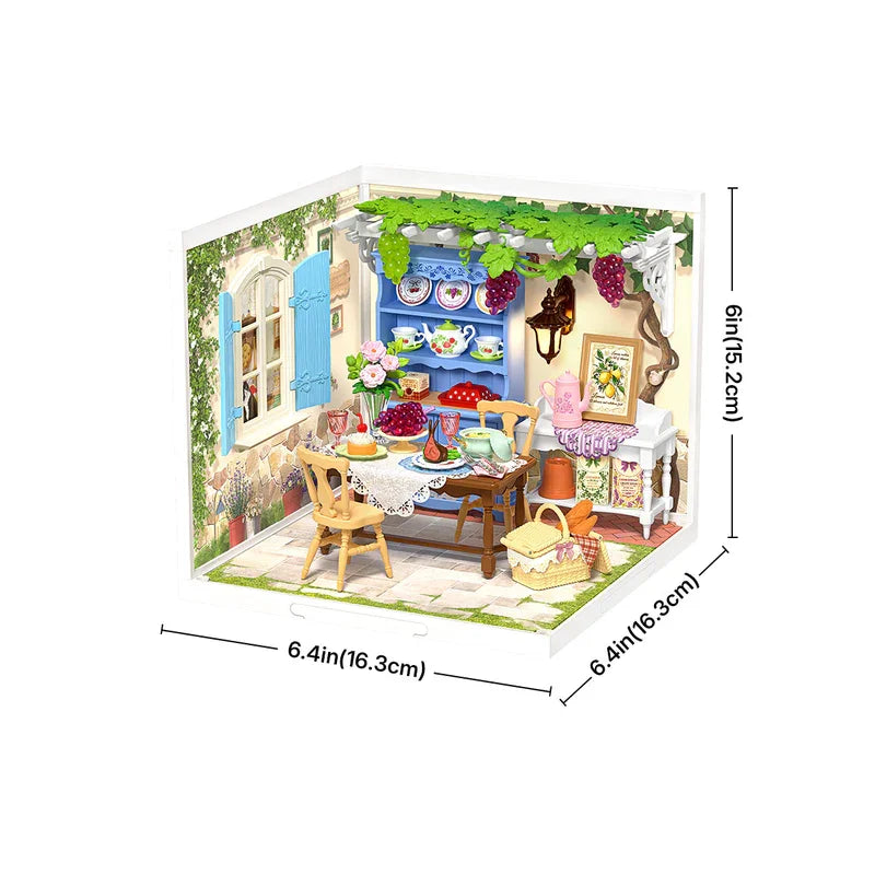 Robotime Rolife DIY Miniature House Kit Model Building Craft Kit with LED for Adults Kids Holiday Tea Time and Farmhouse Kitchen