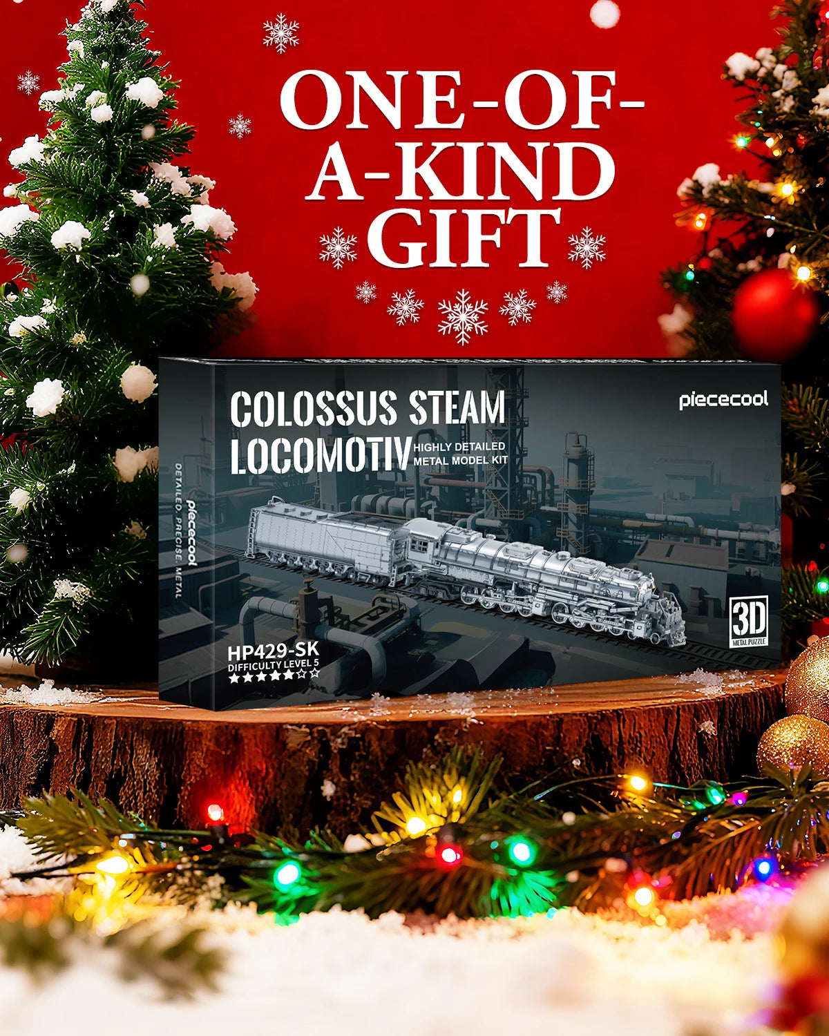 Piececool 3D Metal Model Kits for Adult Colossus Steam Locomotiv Assembly 3D Metal Puzzles for Brain Teaser Best Christmas Gifts