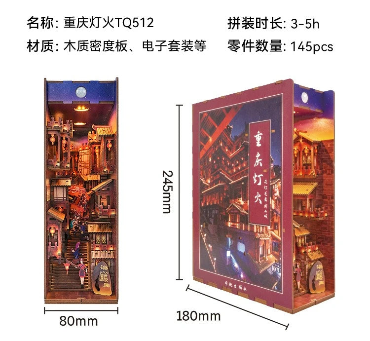 Tonecheer Vincent Willem Van Gogh DIY Book Nook Dollhouse Diorama Model Kit 3D Wooden Puzzle Wooden Bookend Decoration Toys Gift