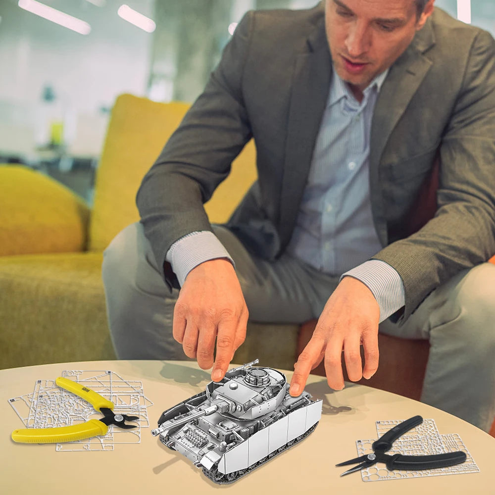 Piececool 3D Metal Model Kits for Adult Brain Teaser 1:48 Panzer IV Tanks H 3D Puzzle Creative Toy Jigsaw DIY Set Birthday Gift