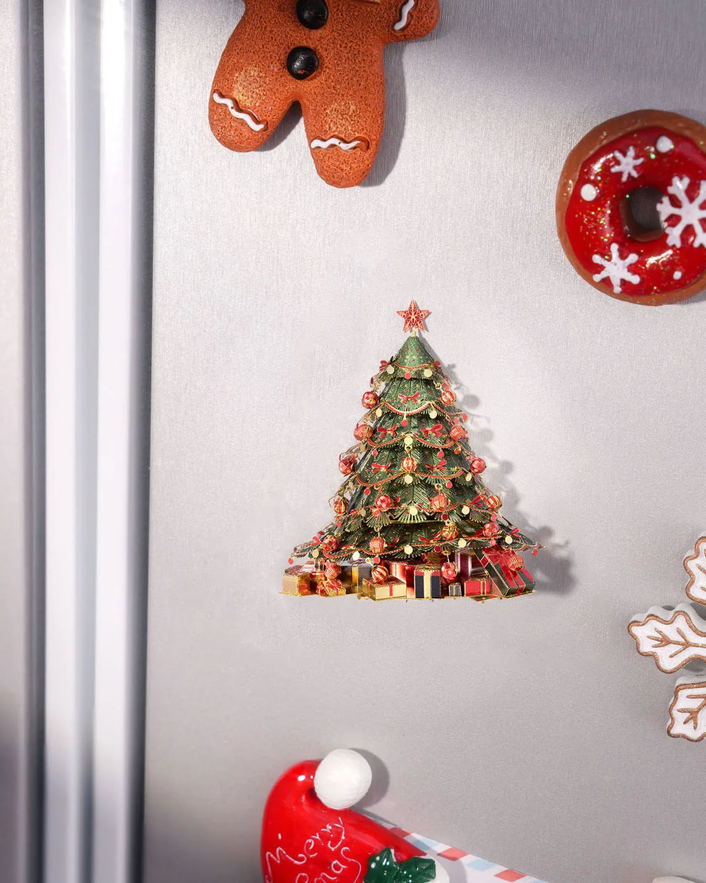 Piececool 3D Metal Model Kits Christmas Tree Fridge Magnet 3D Metal Puzzles Assembly DIY Gifts for Adult Home Decor