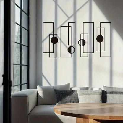 4pcs/set Chic Metal Wall Art Set Abstract Geometric Sculptures 3D Textured Modern Decor for Living Room