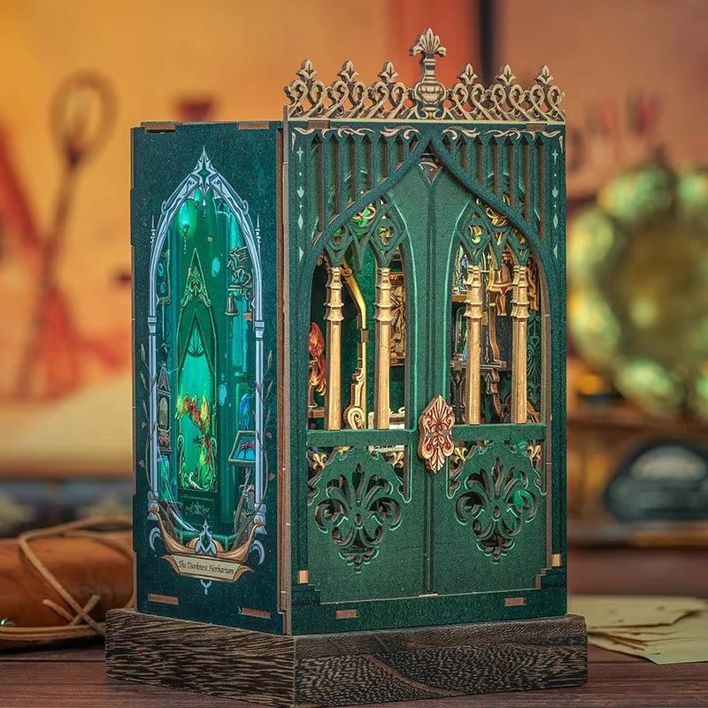 CUTEBEE Book Nook Kit DIY Doll House with LED Light Bookshelf Insert Eternal Bookstore Model Collection Series For Birthday Gift