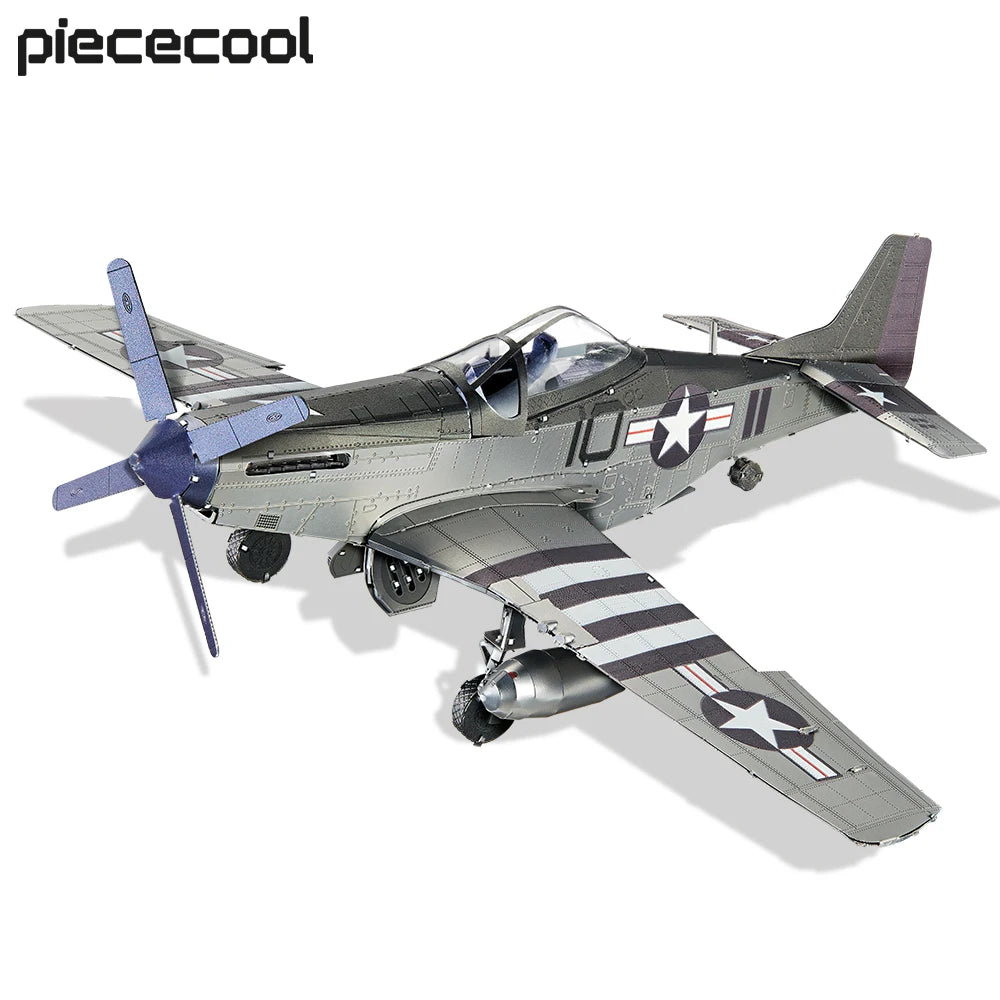 Piececool 3D Puzzles Gift Airplane Metal Model Building Kits DIY Toys for Teens Brain Teaser Jigsaw for Collection 107pcs
