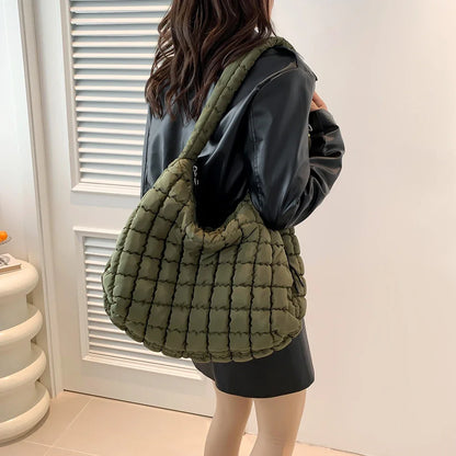 Quilted Bubbles Shoulder Bags Women Large Capacity Sling Bag Puffer Padded Fashion Satchel Bag Casual Solis Color Crossbody Bags
