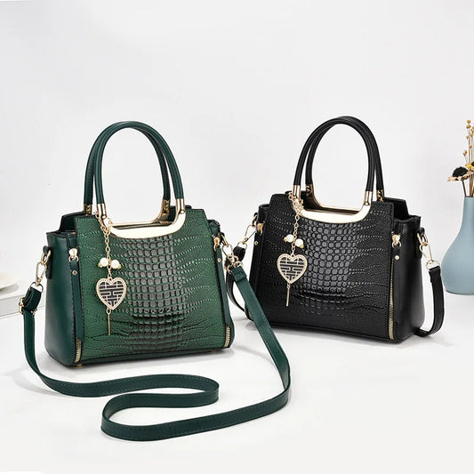 High-end big bag women's handbag atmospheric bright leather versatile shoulder messenger bag middle-aged women's bag