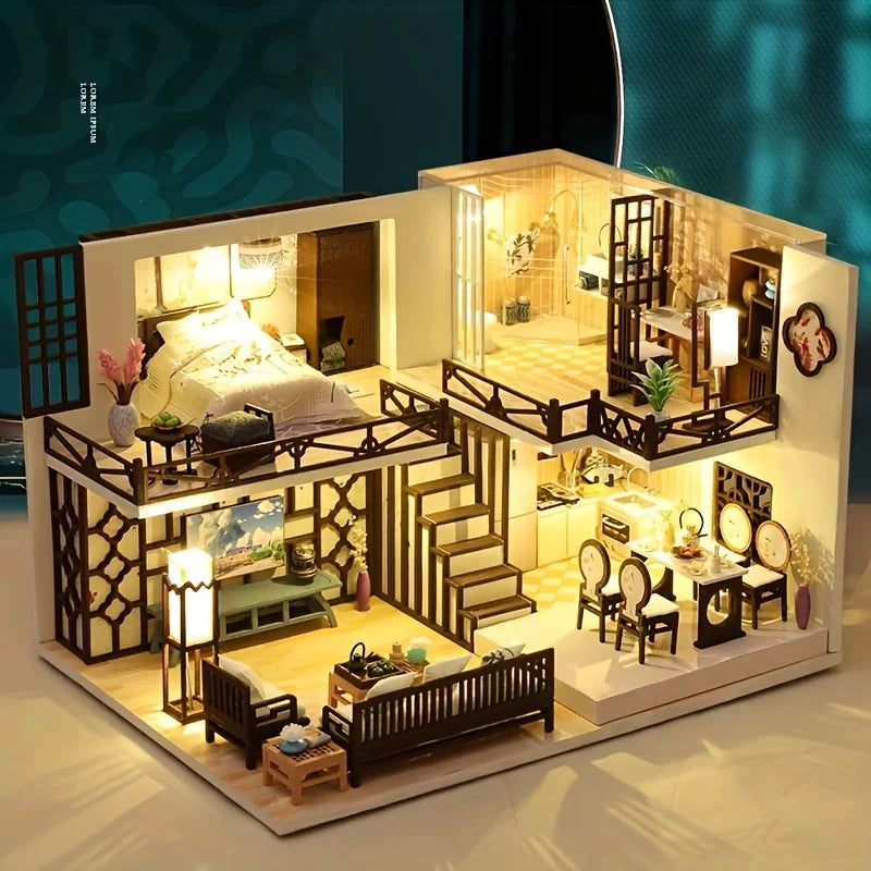 1pc,Diy Wooden Doll House,Assembly Model Kit,3d Puzzle, Birthday Christmas Gifts for teenagers and adults,Home Decor Micro Model